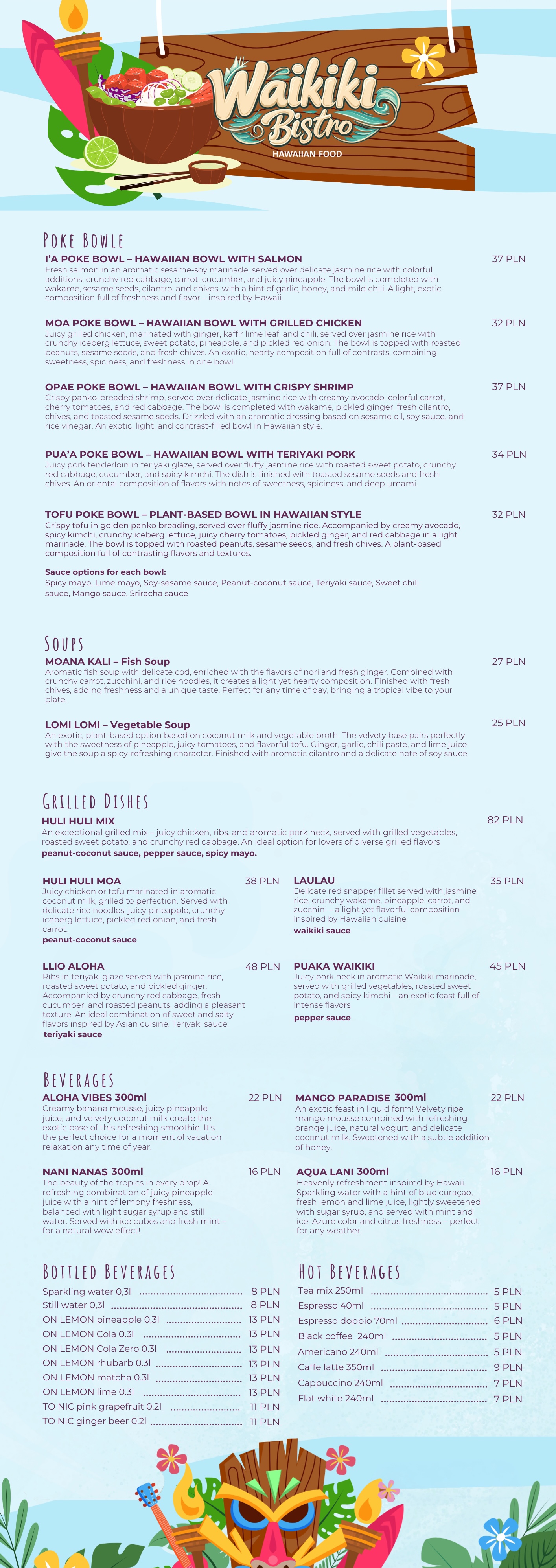 English Menu Hawai Waikiki