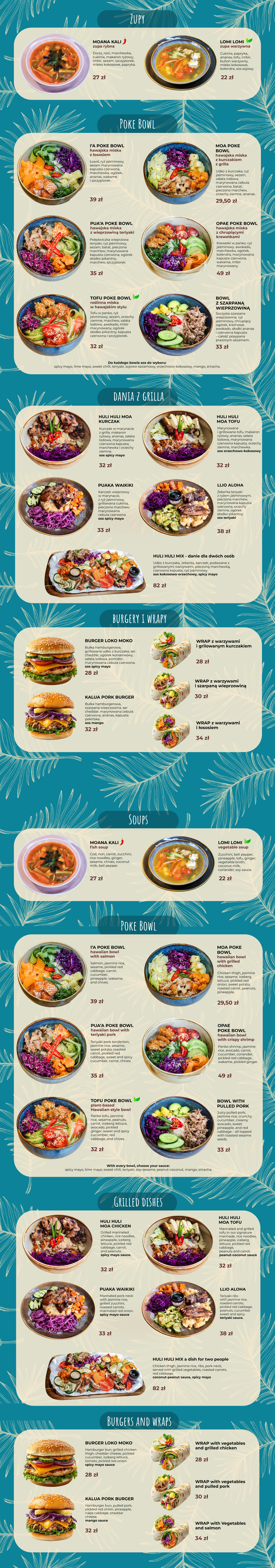 Polskie Menu Hawai Waikiki